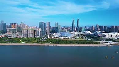 航拍杭州亚运奥体博览城视频的预览图